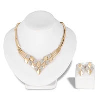 european and american luxury creative diamond earring necklace two piece set bride wedding birthday multi occasion jewelry m15