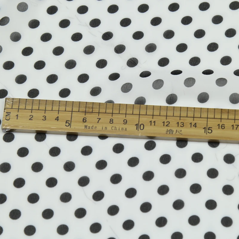 Черный узор в горошек на белой полиэфирной ткани 120 г/метр 150 см ширина MF018|Ткань| |