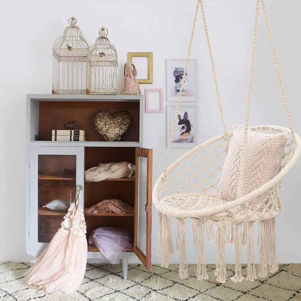 Хлопковый веревочный стул в скандинавском стиле качающийся 250 кг гамак для