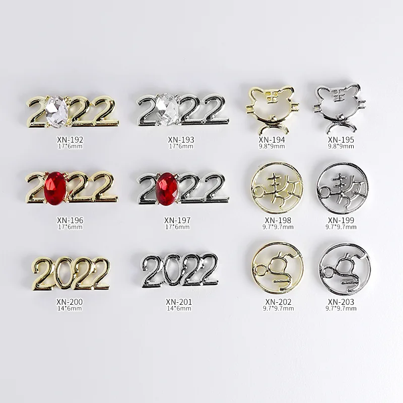 

10Pcs New Year Of Tiger Nail Art Jewelry Alloy 2022 Tiger Designer Charms For Nail Art Decoration New Arrival Nail Accessories