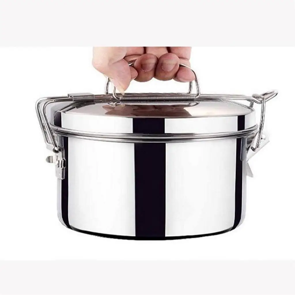

Stainless Steel 2-Layer Bento Lunch Box, Cooking Pot Lunch Snack Storage