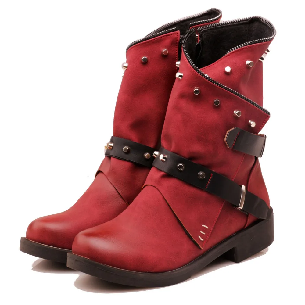 

Women Shoes Boots Red Black Boots Big Size Women Boots 34-43 Plus Size Ankle Boots