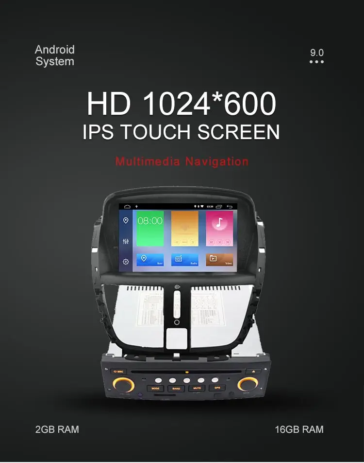 Besina 1 Din Android 9,0 Автомобильный DVD плеер для peugeot 207 207CC 2007 2008 2009 2010 2011 2012 2013 gps Wi-Fi мультимедийная