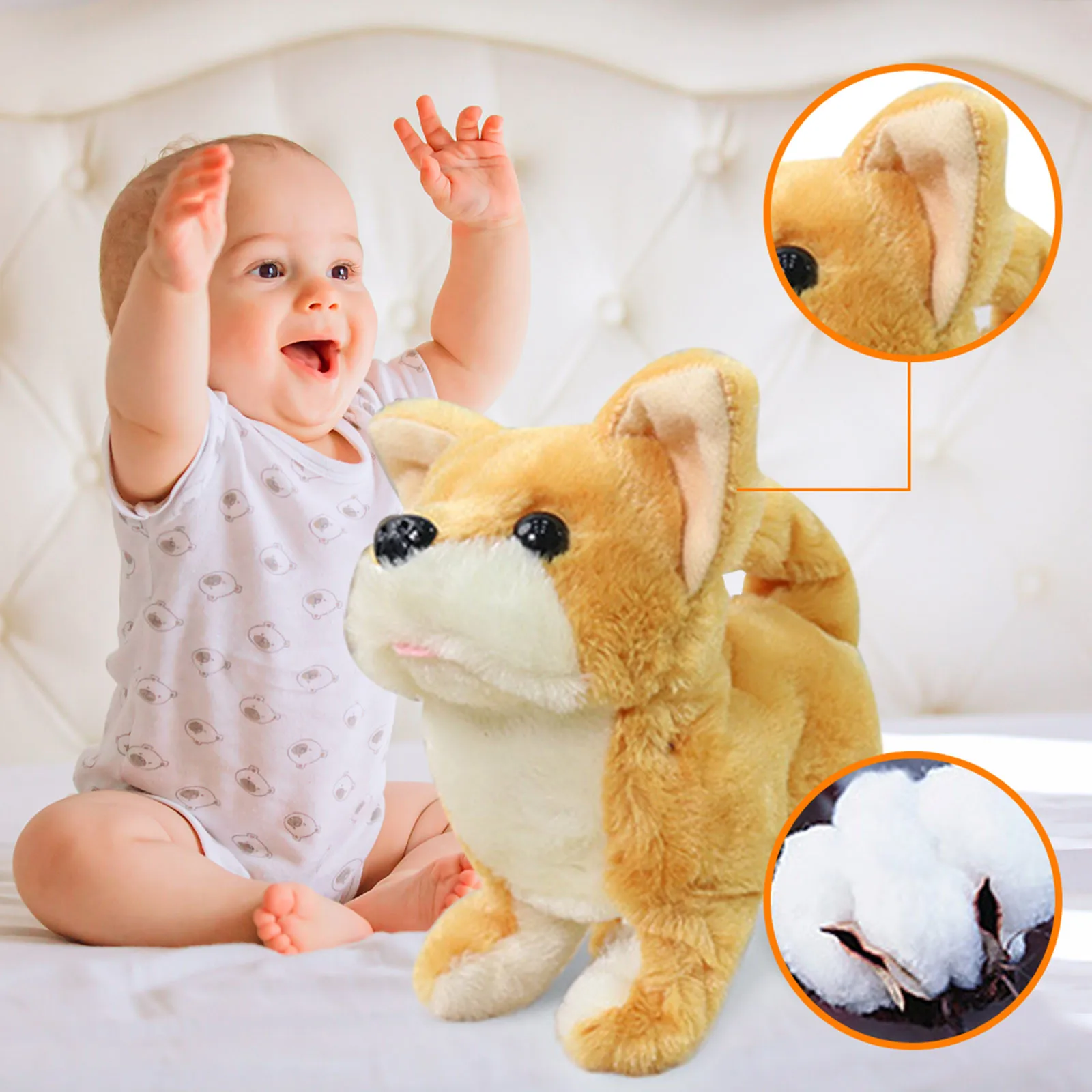 

Simulation plush dog pet machine toy can walk and wag its tail. It can be said to be a smart walking electric plush toy T10
