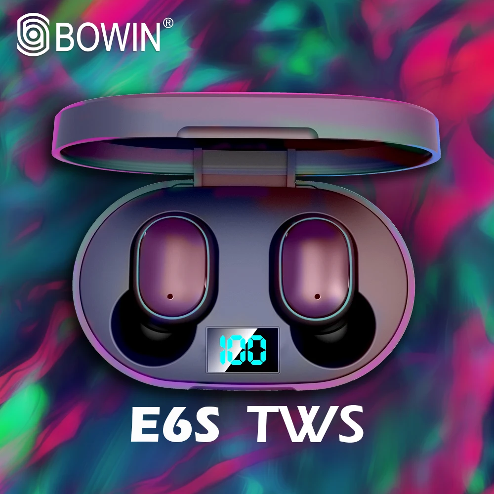 BOWIN 2020 светодиодный Дисплей E6S наушники вкладыши TWS с Шум снижение стерео затычки