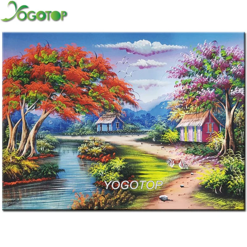 Алмазная живопись 5D сделай сам дом натуральная деревня полная вышивка пейзаж