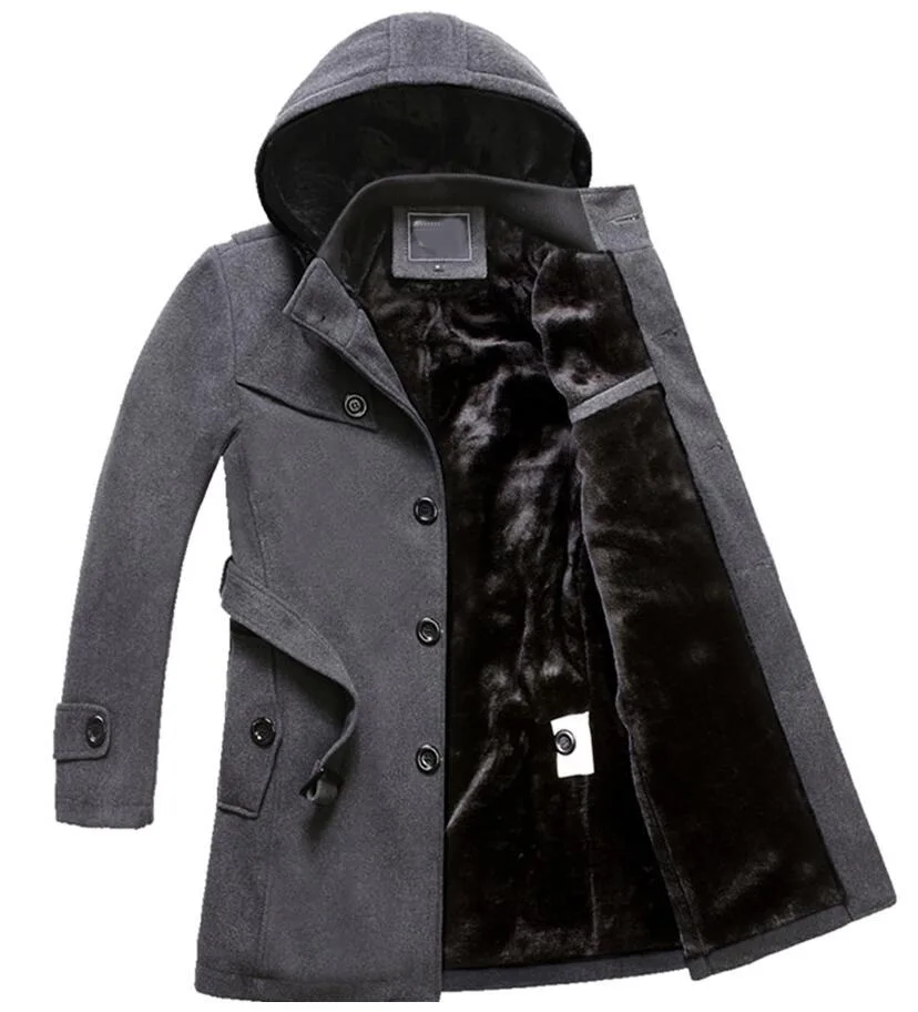 

2019 Winter Trench Coat Men Fashion Long Overcoat men Hot Sale Woollen Coat Thick Men's Clothing Size 4XL Wool Jackets