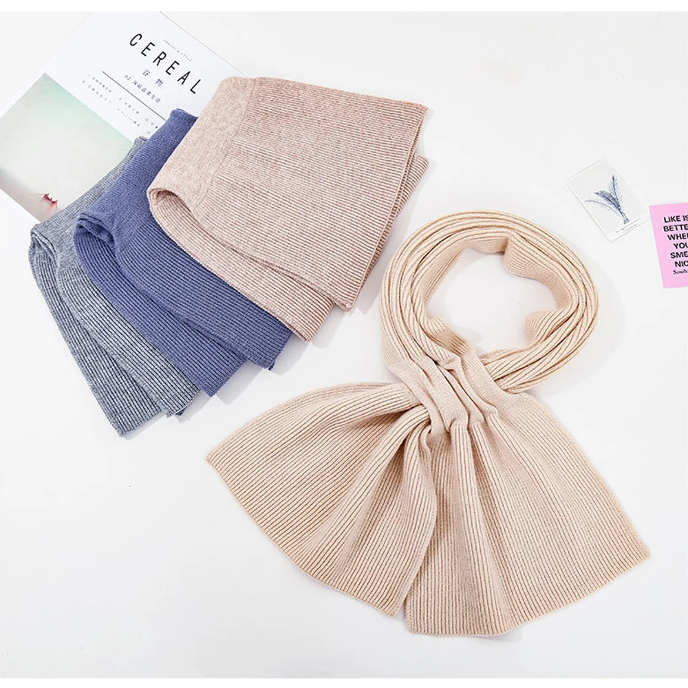 Женский осенне-зимний шарф теплый однотонный Модный повседневный простой с