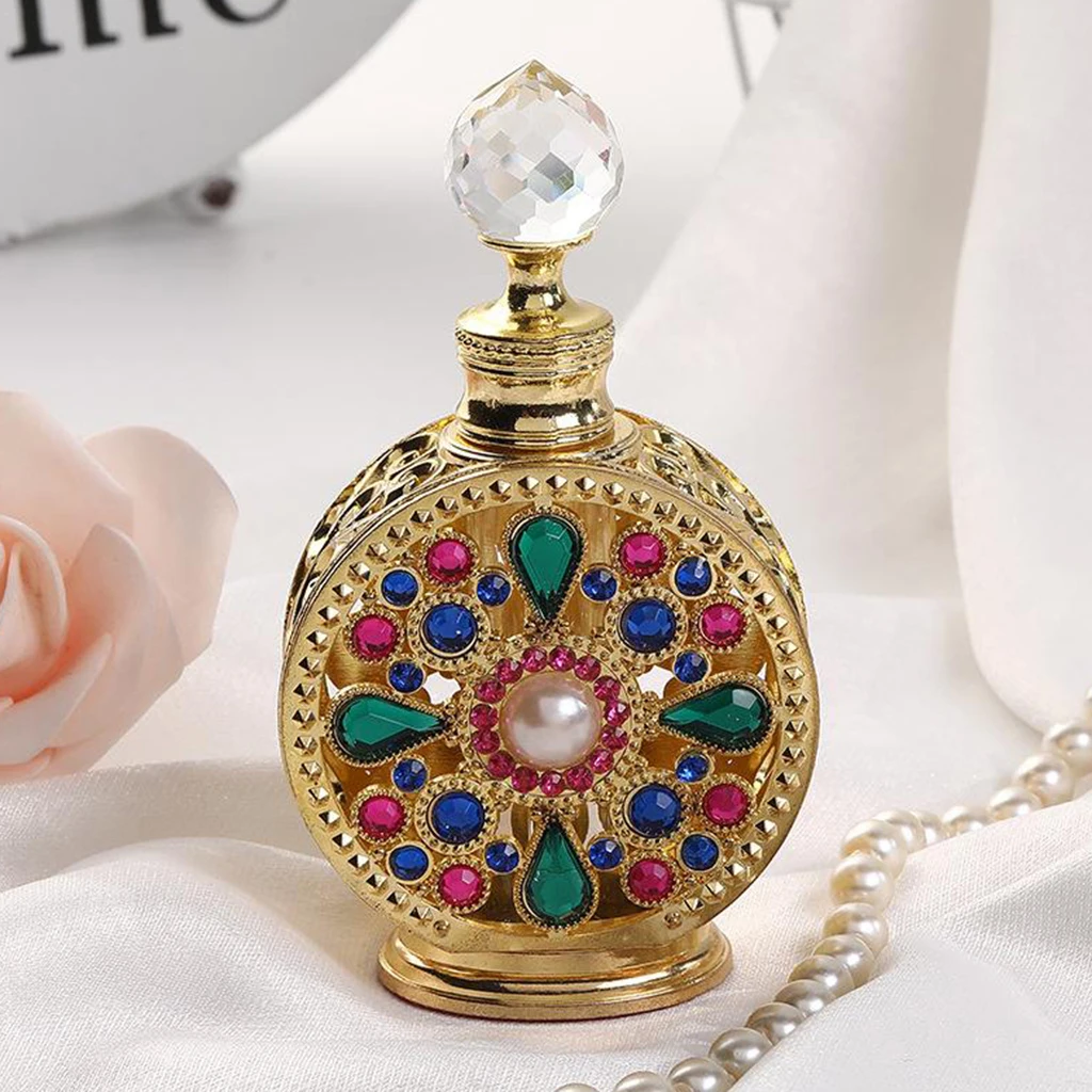 

0.5oz (15mL) Glass and Metal Refillable Empty Perfume Bottle for DIY Aromatherapy Essential Oils