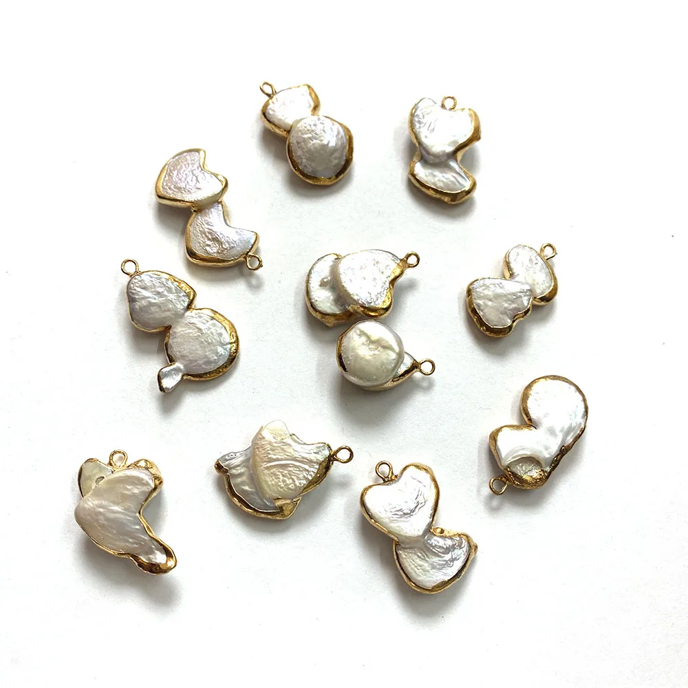 

15x20-15x30mm Natural Freshwater Pearl Pendants Heart Shaped Charms for DIY Jewelry Making Necklace Bracelet Love Jewelry