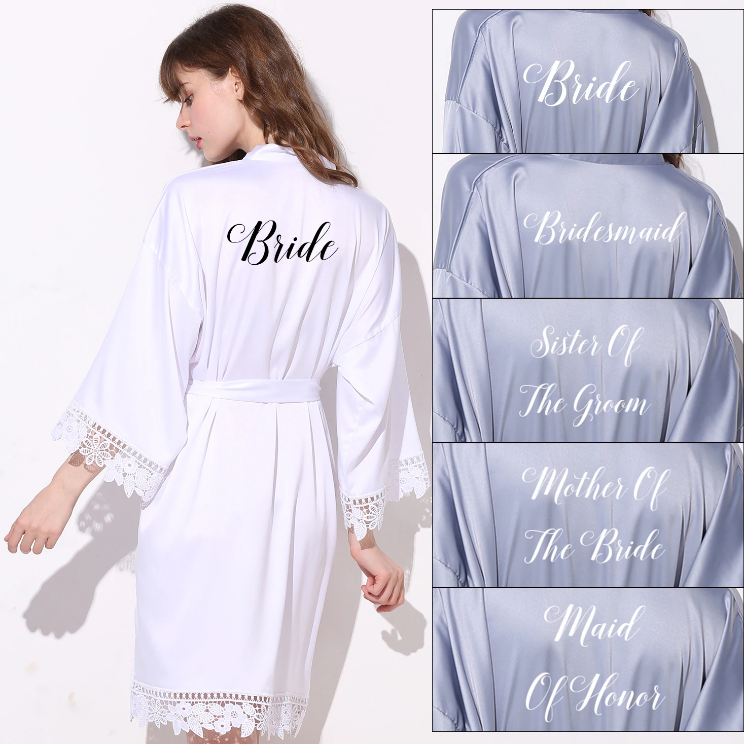 Матовый сатиновый кружевной банный халат большого размера платье для невесты