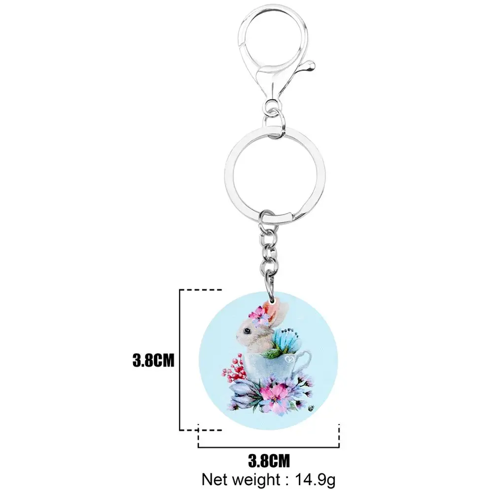 ARWA акриловый Круглый Цветок Пасхальный заяц Кролик Банни брелки брелок с принтом