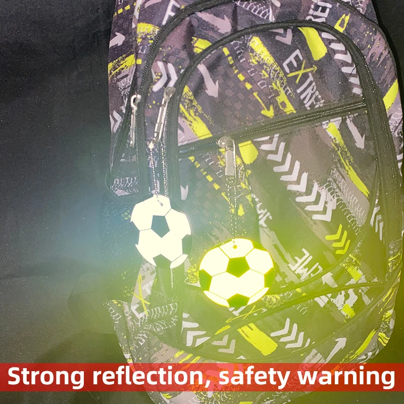 

ORAFOL 600 Light Football Pattern Reflective Keychain Key Ring Fluorescent Pendant Safety Warning Walking Cycling Reflector