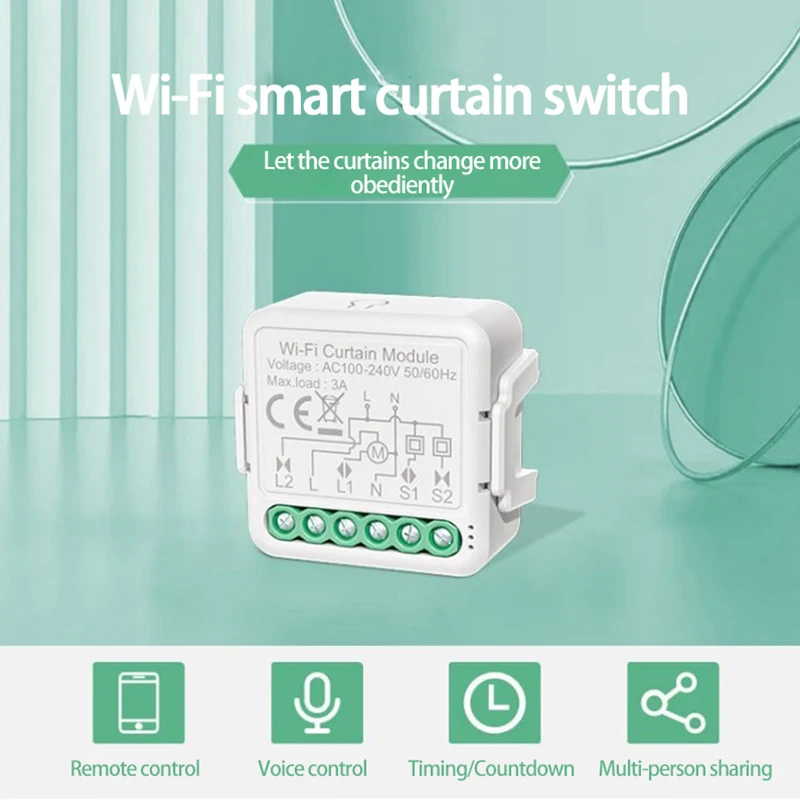 

Модуль переключателя для штор Tuya Smart Life, wi-fi переключатель для поворотного затвора, Поддержка Google Home, Alexa, голосовое управление, таймер с помо...