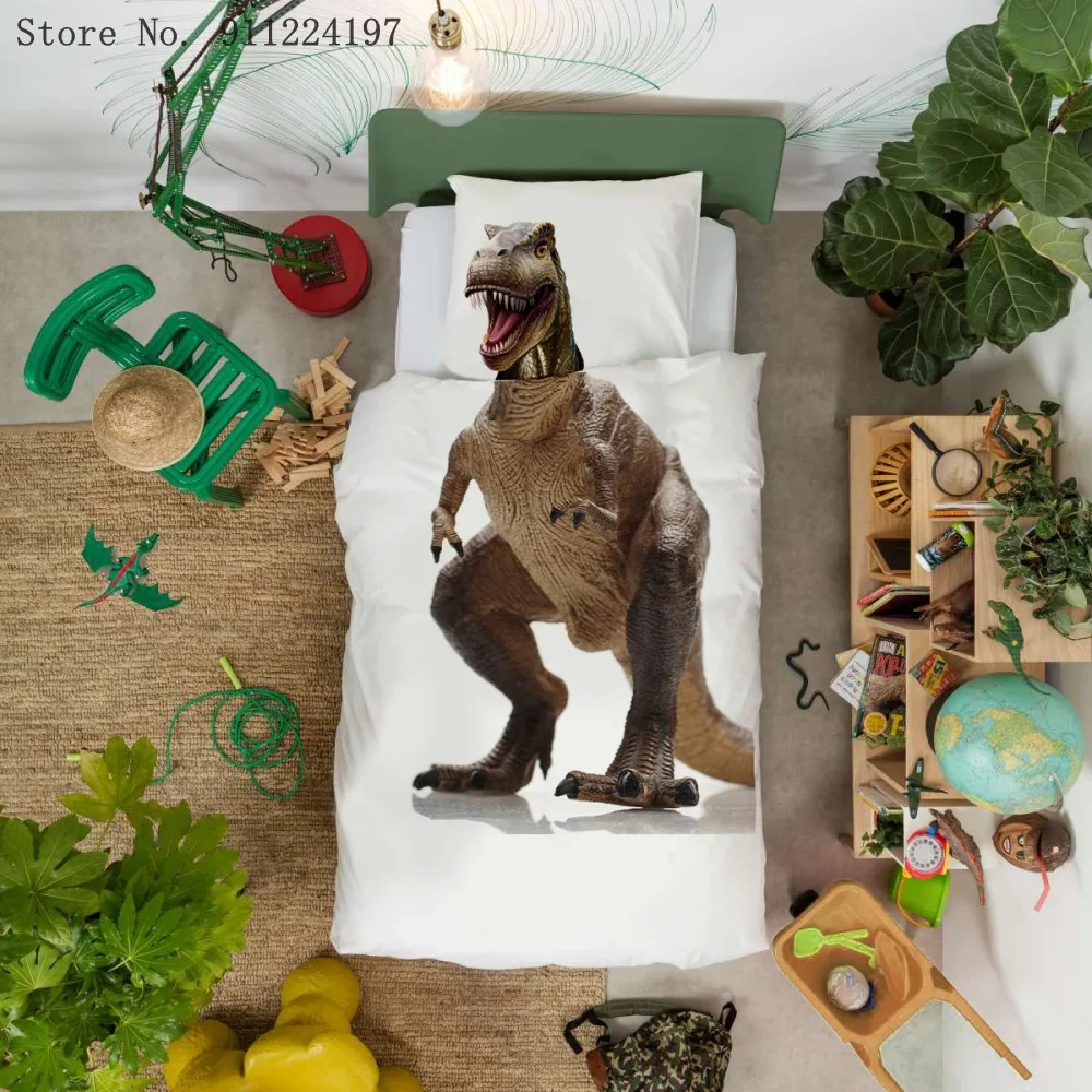 

3D Printed Dinosaur Bedding Set Twin Size Bed Sheets For Kids Quilt Duvet Covers Single Bedroom Decor Boy's Home Textiles
