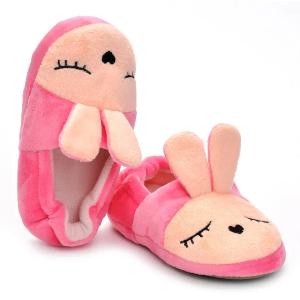 Winter Children's Cotton Slippers Cartoon Pink Bunny Floor Shoes Baby Indoor | Мать и ребенок
