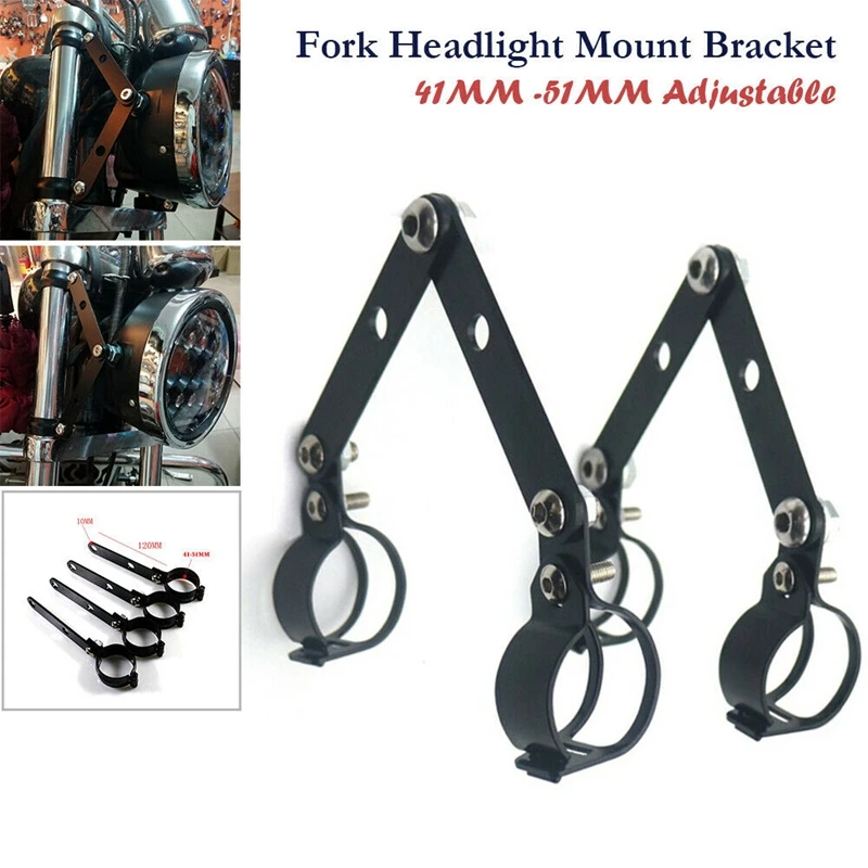 

2 Pcs Adjustable 41-51MM Fork Headlight Mount Brackets for Motorcycle Racer Bike-Black