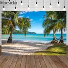 Mocsicka фон для фотосъемки с изображением летнего тропического моря пляжа песка пасмурного неба сценических каникул фотосессия Фотостудия