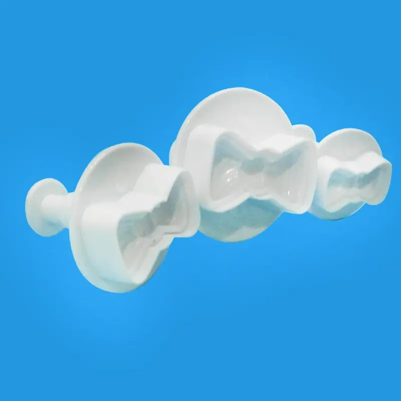 3Pcs/Set Plastic 3D Mini Bowknot Shape DIY Fondant Plunger Cutter Cookie Stamp Mold Bow-Tie Biscuit Cupcake Topper Mould Baking | Дом и сад