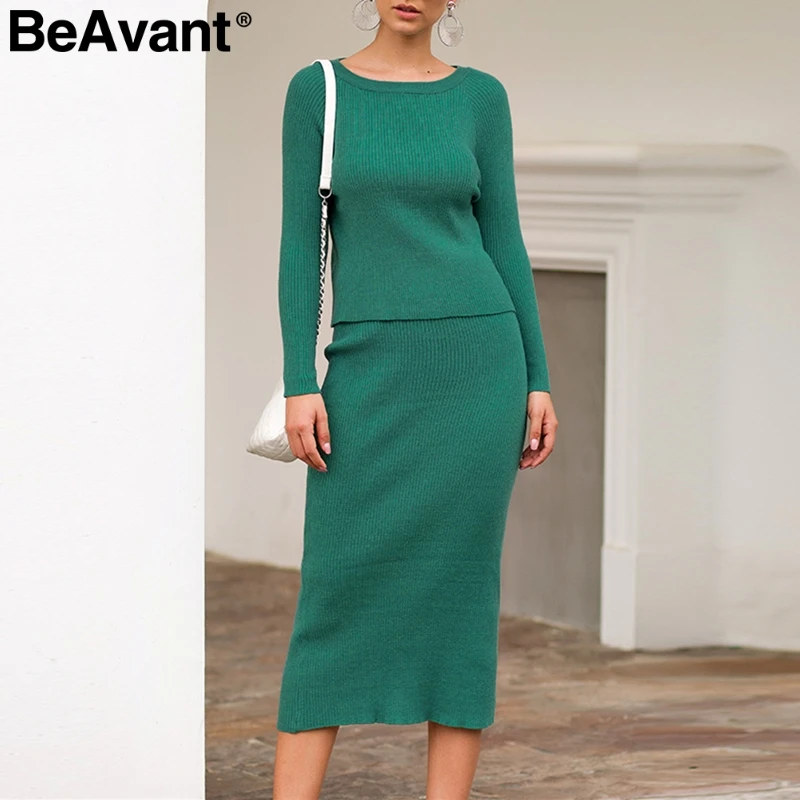 BeAvant элегантное двухсекционное женское трикотажное платье Осень Зима с длинным