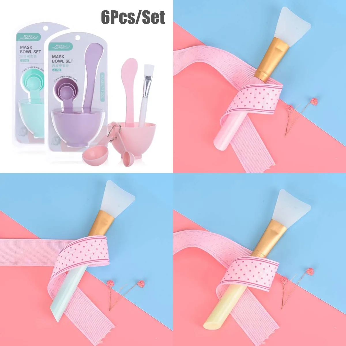 

6Pcs/set DIY Face Mask Mixing Tools Set Home Facial Eye Body Mask Mud Mixing Lady Girls Home Mask Mixing Bowl Brushes Applicator