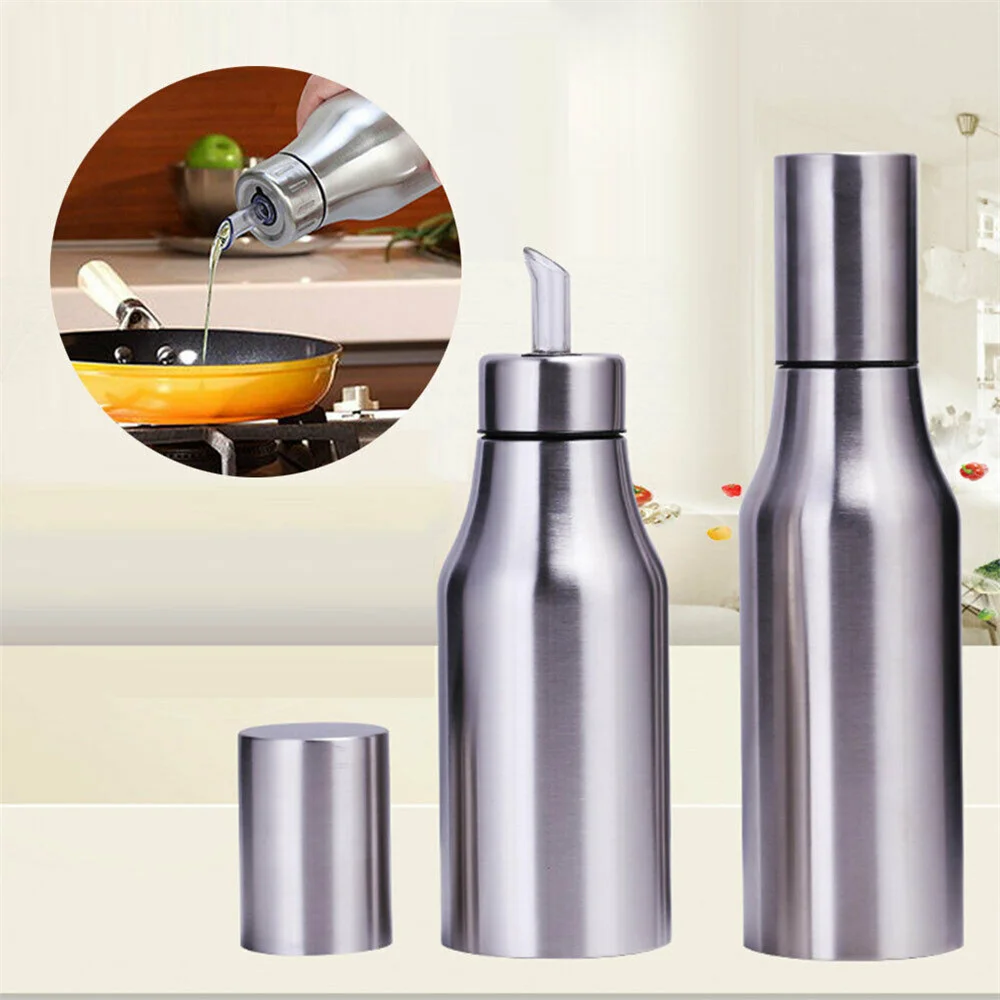 

500/750/1000ml Stainless Steel Vinegar Oil Olive Dispenser Bottle Pot Sauce Cruet Oil Bottle Edible Oil Container For Kitchen