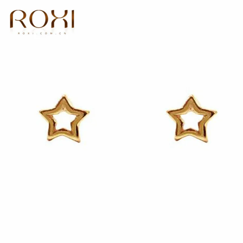 ROXI настоящие серьги из стерлингового серебра 925 пробы для женщин, Стерлинговое Серебро-ювелирные изделия Brincos полая звезда маленькие серьги-гвоздики подарки