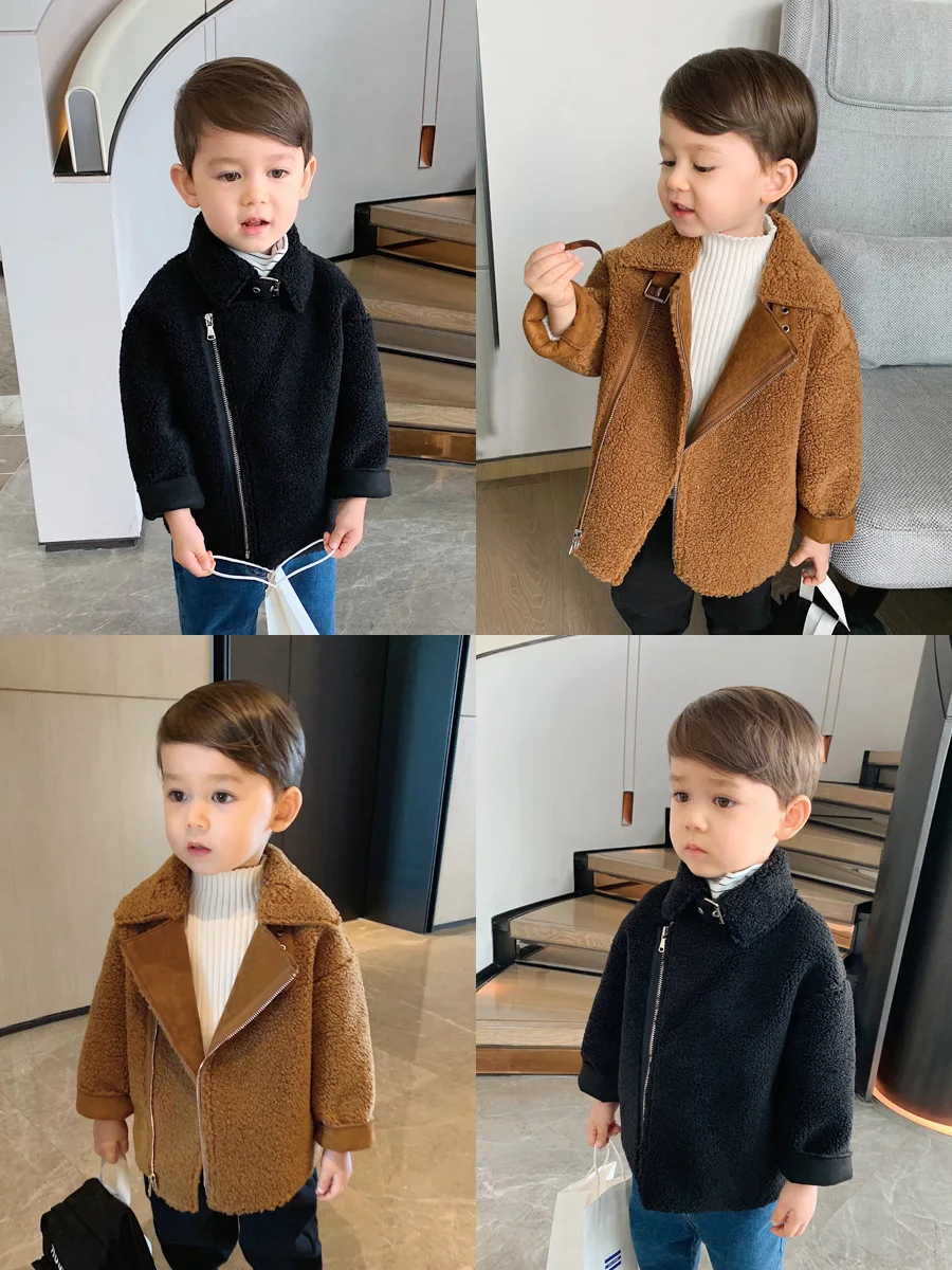 Зимняя одежда для малышей шерстяные пальто маленьких мальчиков Новинка 2019 года