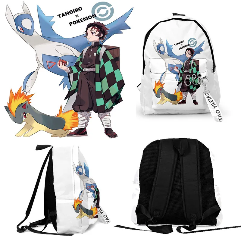 

Холщовый рюкзак для мальчиков и девочек, школьный ранец с рассекающим демонов, сумка для путешествий, сумка для ноутбука Kimetsu no Yaiba