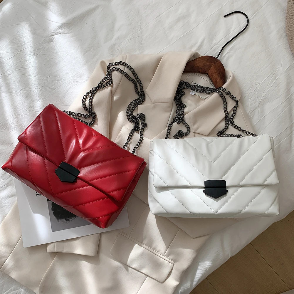 

Сумка на плечо женская из экокожи, маленький квадратный клатч-мессенджер через плечо с цепочкой и клапаном, однотонная сумочка кросс-боди