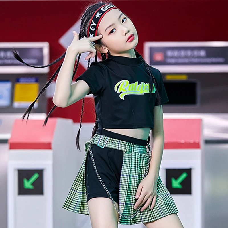 Уличный танцевальный костюм для девочек одежда в стиле хип хоп топ с коротким