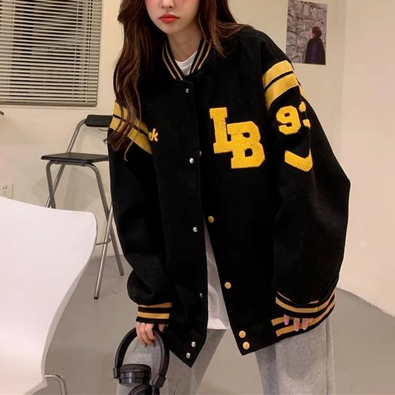 

2021 Jacket Autumn Winter New Korean Style Loose Large Size Thick Student Baseball Uniform Tide Casual Coats Streetwear Jackets