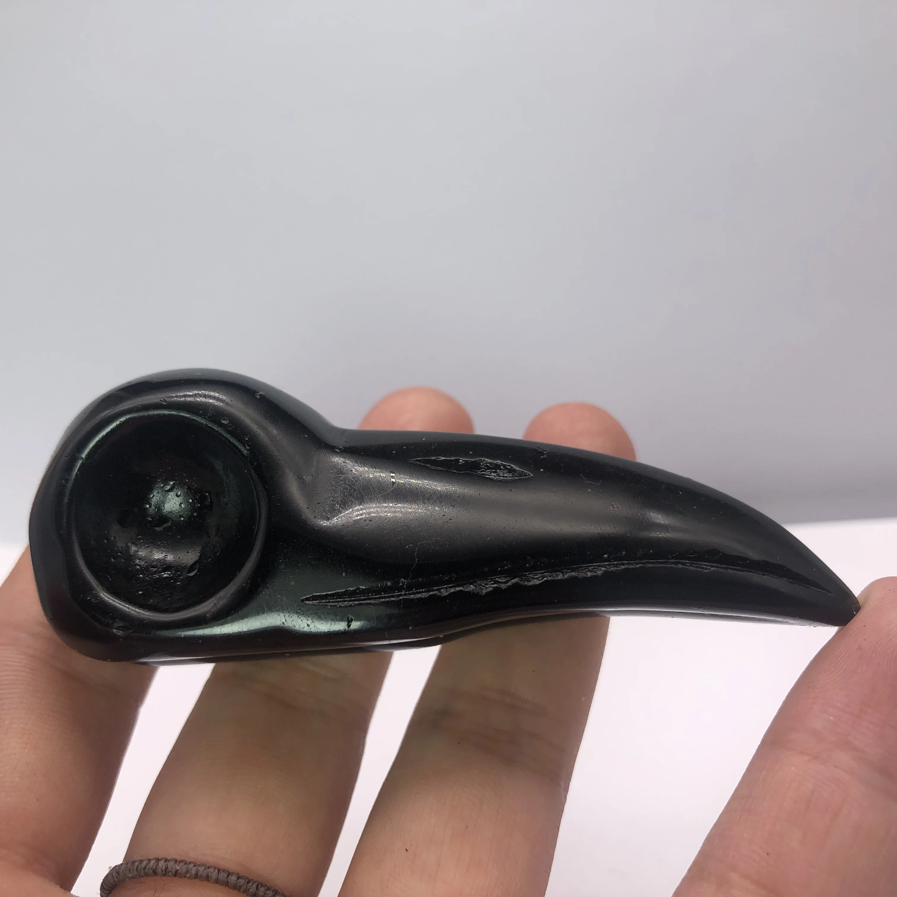 Природный вручную резной черный обсидиан Ворон череп минеральный кристалл