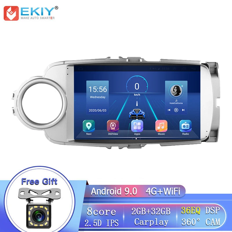 

Восьмиядерный процессор EKIY 4G LTE 9 "IPS DSP Android 9,0 для Toyota Yaris 2012-2017 автомобильный Радио мультимедийный видео плеер GPS Навигация BT DVD