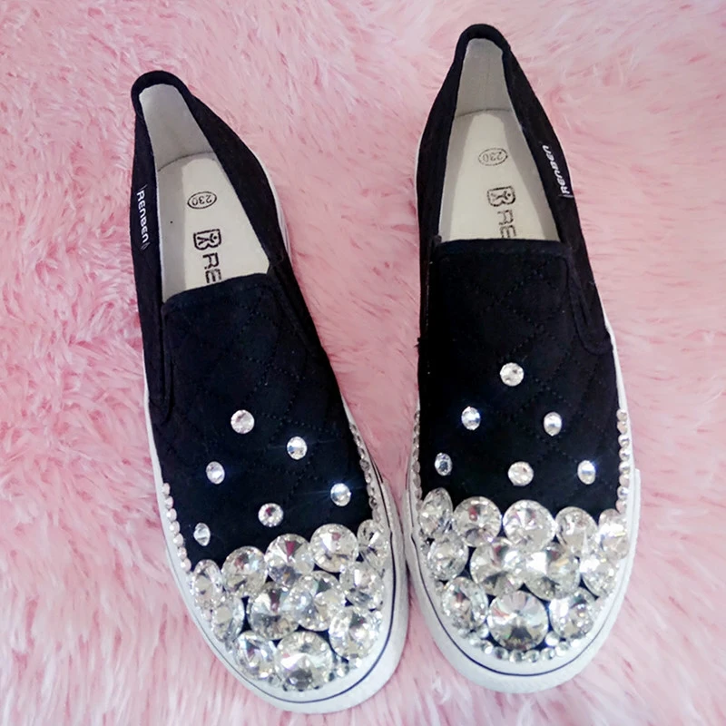 Новинка 2020 женские парусиновые туфли kitty стразы на заказ Повседневная модная