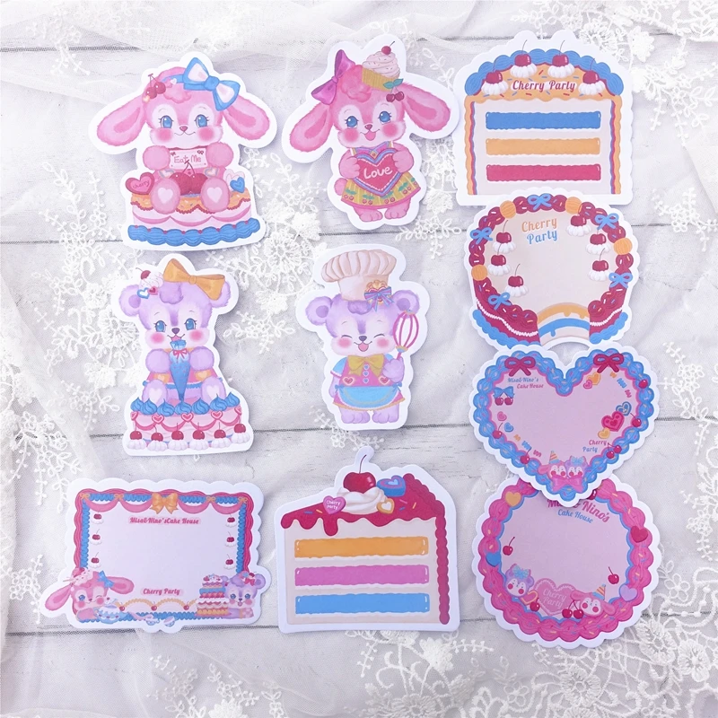 

30 Sheets Retro Bear Cherry Cake Memo Pad Girl Hand Account Collage DIY Message Note Paper Non-sticky notes Kawaii Stationery