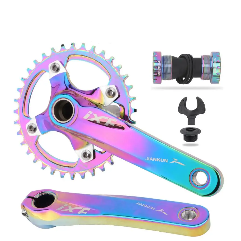 

1 Set Bike Crankset Hollow Integrated Crank Positive Negative Tooth Sprocket Single Crank Bottom Bracket Sets MTB Spare Parts