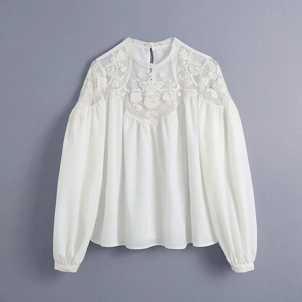 

Elegant Jewel Neck Polyester Long Sleeve Regular Length Blouses DLSY569