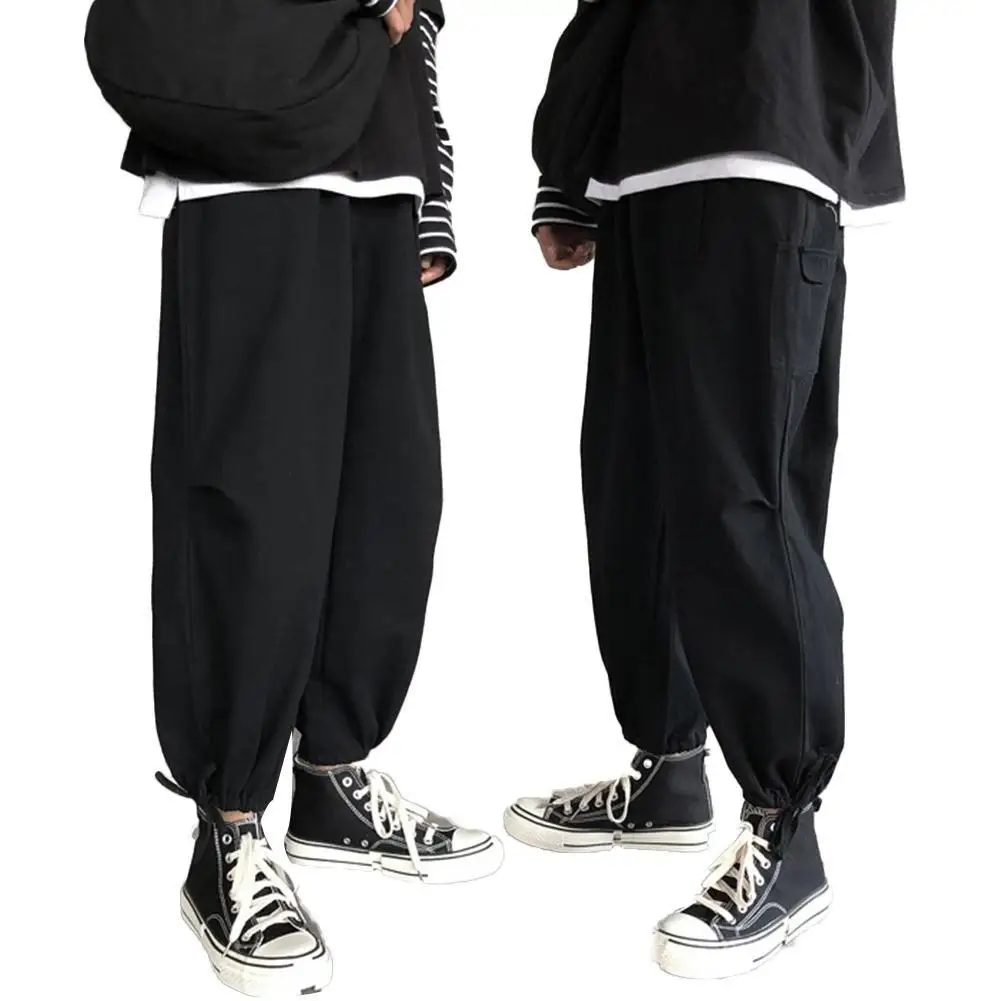 

Fashion Men Soft Breathable Ankle Tie Drawstring Loose Pants Ninth Trousers
