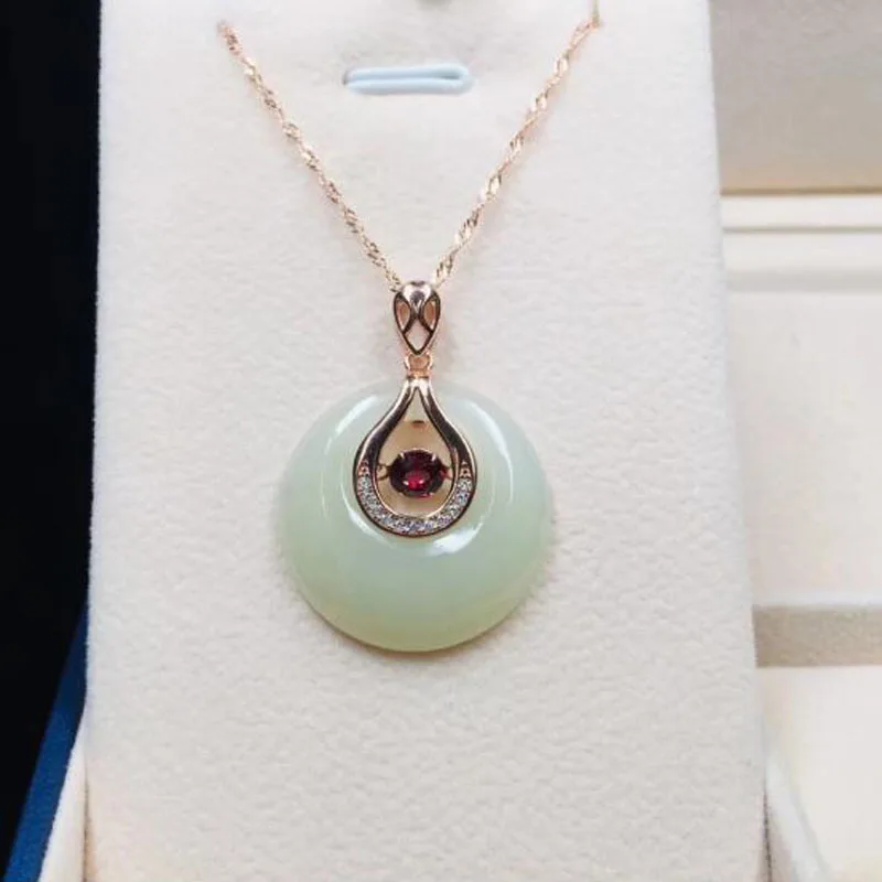 Натуральный китайский 925 Серебряный Хотан Белый Нефрит безопасности пряжкой