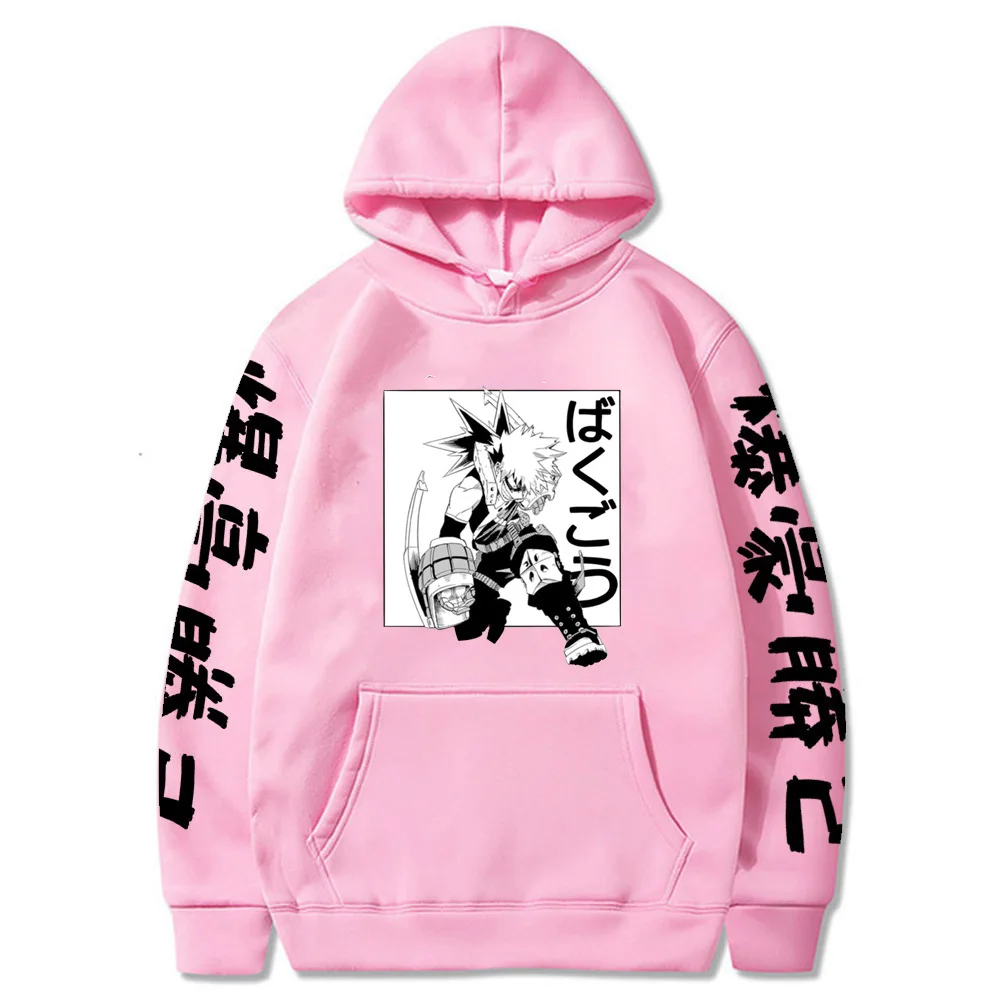 

My Hero Academia Hoodies Women Long Sleeve Harajuku Pullovers Bakugou Katsuki Anime Manga Male Black Sweatshirts Casual Tops