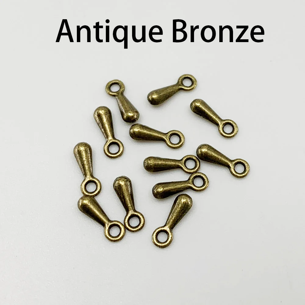 Antique bronze 200 шт./лот золотые/Серебряные кулоны в форме капель воды 2*7 3*9 мм для удлиняющей цепи для хвоста DIY аксессуары для изготовления ювелирных изделий - Цвет: Antique bronze