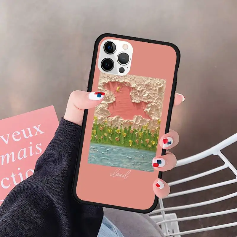 

Oil Painting Sunflower Flowers Phone Case For Iphone 5 5S SE 6 6s 7 8 plus X Xr XS 11 12 Mini Pro Max Cover Fundas Coque