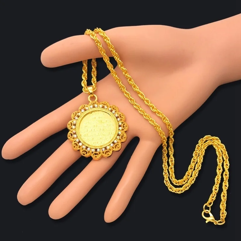 

Arab Muslim Islam Arah Scripture Pendant 18K Gold Diamond Necklace Fashion Religious Jewelry