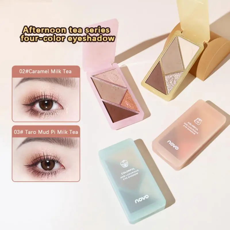 

4 Color Matte Glitter Eyeshadow Palette Waterproof Long-Lasting Eyeshadow Pigment Diamond Shimmer Bare Shiny Eyes Cosmetic TSLM1