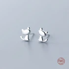 LKO настоящее серебро 925 пробы модные милые серьги-гвоздики с котом для женщин украшения для вечеринок милые серьги-гвоздики для девочек аксессуары