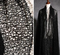 black bright silk hollow net yarn polyester fabric dress perspective irregular diy lace texture knitting creative cloth d294