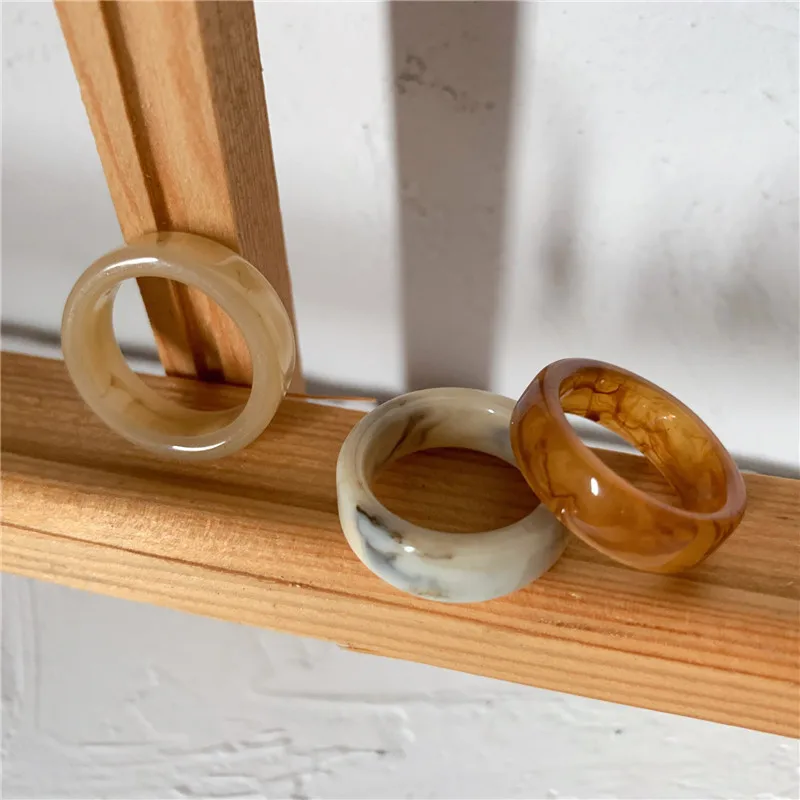 

Creative Forest Cold Wind Resin Ring Marble Pattern Women's Ring Valentine's Day Gift Party Jewelry Wholesale