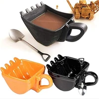 330ml creative excavator shovel coffee cup mechanical excavator bucket cup with spoon coffee tea cup christmas gifts