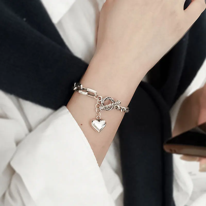 

new 925 Sterling Silver love bracelet women's temperament ot buckle, light luxury, heavy industry and fashion jewelry